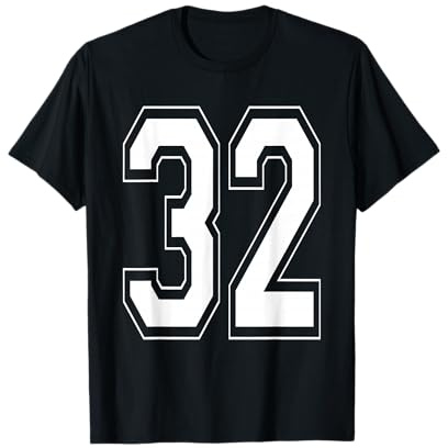 Numéro 32 Style universitaire Bold Sports Anniversaire T-Shirt