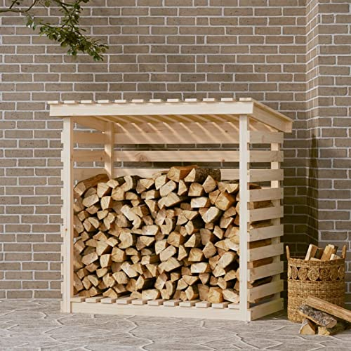 LAPOOH Kaminholzregal, Holzunterstand, Holzstapelhilfe, Aufbewahrung Holz, Holzregal, Brennholzregal Außen, Kaminholz Aufbewahrung, 108x73x108 cm Massivholz Kiefer