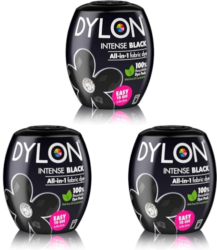 Dylon Washing Machine Fabric Dye Pod Intense Black, 350g, Packaging May Vary (Pack of 3)
