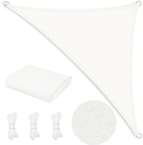 WOLTU Telo Ombreggiante in PES, Poliestere 200 g/m², Vela Ombreggiante Idrorepellente, Telo Parasole per Esterni, Protezione Solare, con Anelli a D e Corde, per Balcone, Pergolato,5x5x7 m, Crema