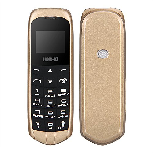 LONG-CZ J8 - Mini téléphone portable Magice Voice Changeur en plastique avec micro SIM Card Unlock (doré)