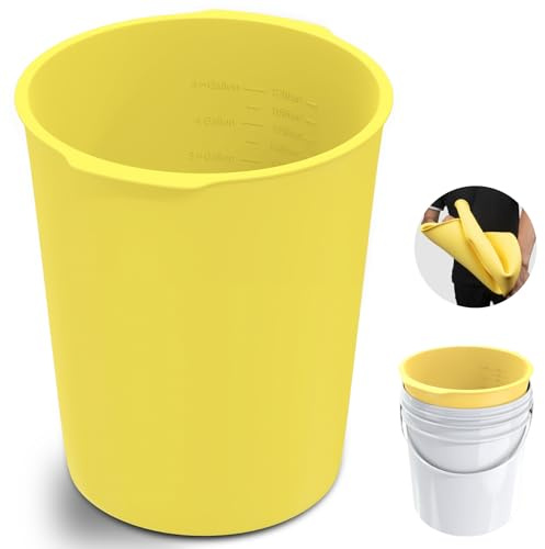 Dxmnoly Fodera per secchio riutilizzabile da 5 galloni, con misure per thinset, malta, miscele di calcestruzzo, malta, fango e cemento, rivestimento flessibile in silicone per uso alimentare, giallo