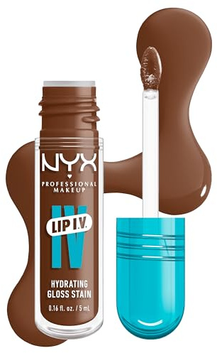 NYX Professional Makeup Lip Gloss and Lip Stain, Lip IV Hydrating Gloss Stain, Up to 12 Hour Hydration, High Pigment, Wet Shine Finish, Shade: Splash N Spice