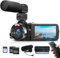 VETEK 8K Video Camera Camcorder HD 48MP 15FPS 18X Digital Zoom Vlogging Camera with IR Night Version for YouTube, 3.0 LCD Touch Screen Camcorder with WiFi, 32GB SD Card, Microphone and Two Batteries