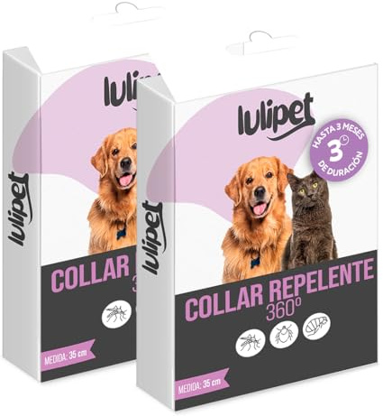 Clim Profesional 2 Collar Antiparasitario Perros y Gatos de 35 cm de diámetro. Pack 2 Collares Repelente de Insectos con Dimeticona
