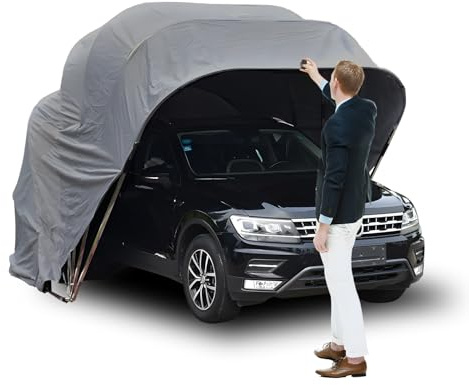 Semi-Automatic Folding Carport, Heavy Duty Carport, Foldable Garage Retractable Car Shelter, Stainless Steel Car Tent Garage, All Weathers, for Parking Lot, Yard, Garden, Grey, 5.5 * 2.5 * 2.3m