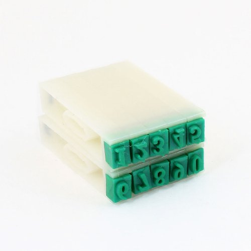 uxcell Rubber 0-9 Digits Detachable Number Stamp, 4.5mm Width, White Green