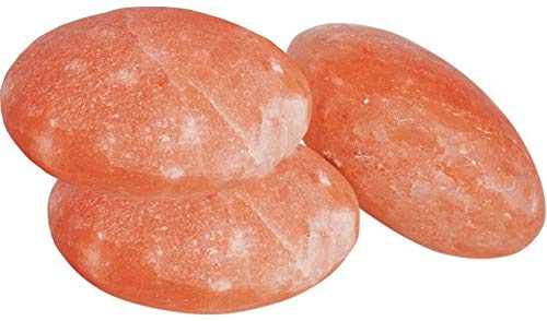 Massage stenar terapeutisk Himalaya salt kristallkula rund sfär, hjärta och oval form uppsättning med 3 släta stenar av Clossy London Oval shape Pink/Orange