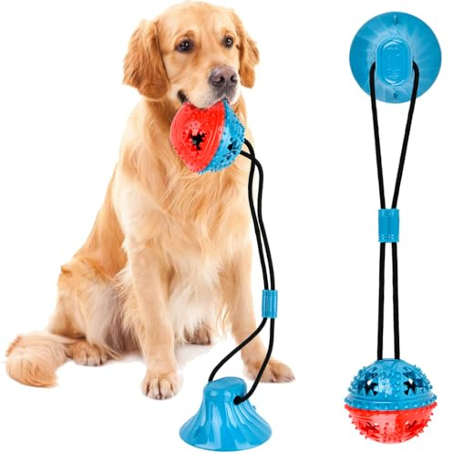BUYGOO Dog Molar Bite Toy with Suction Cup Interaction - Rope Toy for Tugging, Pulling, Chewing, Playing