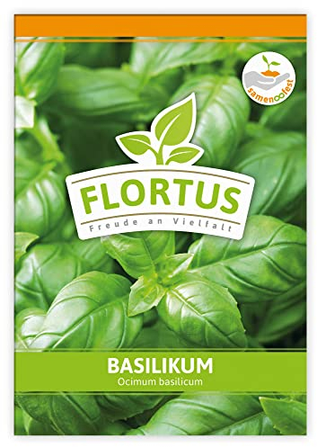 FLORTUS Basilikum | Kräutersamen | Basilikumsamen | Samen zur Anzucht für Garten, Balkon, Küche & Fensterbank