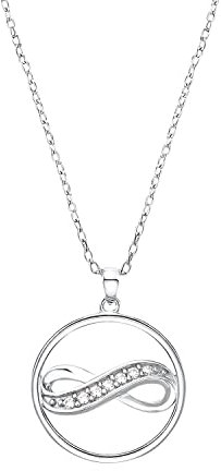 s.Oliver Kette mit Anhänger 925 Sterling Silber Damen Halsschmuck, mit Zirkonia synth., 42+3 cm, Silber, Infinity, Kommt in Schmuck Geschenk Box, 2032827