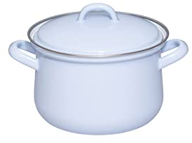 Riess, 0606-127, Fleischtopf mit Deckel 16cm, 1.5L, Emaille, CLASSIC Edition NATURE BLUE LIGHT, 1,054kg, 1.5 Liter, 23 x 17,7 x 11,3cm