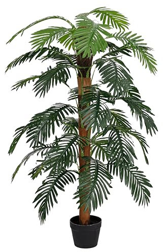 Baroni Home Künstliche Pflanze für Innen und Außen, Palme-Kunstpflanze mit Kunststoff-Topf, realistisch Aussehen und Textur, dekorativ für Wohnzimmer, Schlafzimmer, Büro und Küche, Höhe 130cm