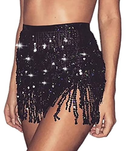 Colorful fruit sequin Fringe jupe Fringe hanches écharpe danse du ventre orgie femmes robe fille (D)
