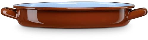 briebe Cacerola Baja Inducción 20 cm, Cazuela 1,2 L Fuente Acero Esmaltado Vitrificado, Apta Vitrocerámica, Fuego, Gas, Horno, Restaurantes/Hogar, Terra Vintage Marrón Teja