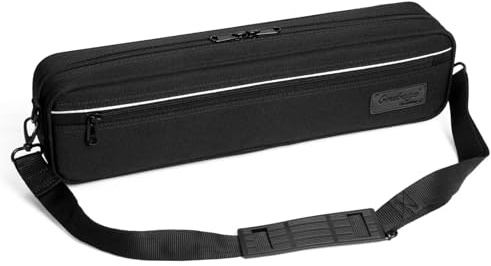 Omebaige Professional Flute Bag With Flute Case Cover - Hard Shell Flute Case Hard Shell, Wear-resistant 1200d Oxford Cloth, Exterior Pocket - Ideal For B/C-Foot Flute