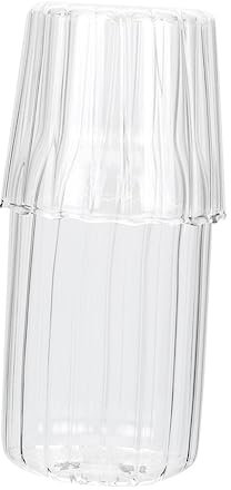 Cabilock Multi-Function Water Carafe and Tumbler Set Large High Borosilicate Glass Household Water Jug Sturdy Desktop Carafe for Bedside and Dormitory Use