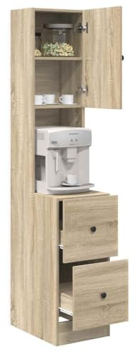 vidaXL Armoire de Cuisine Beige 35 x 50 x 180 cm Bois d'ingénierie, Rangement de Cuisine stylé, Meuble rectangulaire Robuste, Bois d'ingénierie Fonctionnel, unité intérieure avec étagères