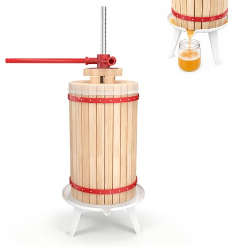 LILIIN Exprimidor de frutas de madera de haya, 30 L, manual de vino, exprimidor de frutas, incluye paño de prensado, manejo (30 L, prensa de frutas)