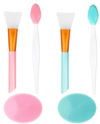 Piriuuo 6 Stück Silikon Gesichtsreinigungsbürste, Peeling Lippenpinsel Maskenbürsten Set Nase Bürste, Weicher Lippenpinsel Mitesser Bürsten für Männer und Frauen Hautpflege Werkzeug