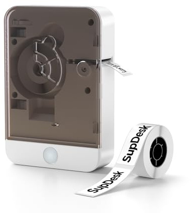 SupDesk Impresora de etiquetas con etiquetas resistentes al agua, dispositivo de etiquetado portátil, impresora de etiquetas Bluetooth, dispositivo de etiquetado autoadhesivo para oficina, escuela