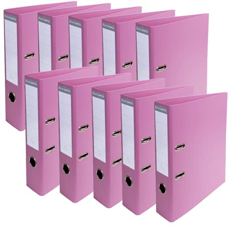Exacompta 53755E 10er Pack Premium PVC-Ordner Prem´Touch Pastell. 7 cm breit DIN A4 Ringordner Aktenordner Briefordner Büroordner Plastikordner Schlitzordner Rosa