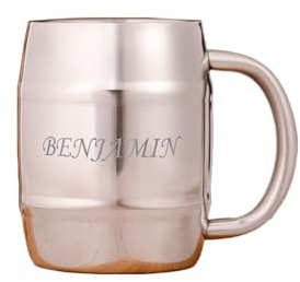 Regalo Original - Jarra Cerveza Barril Personalizada - Acero Inoxidable - 45 cl - Color Plata - Grabado Láser con Nombre o Texto