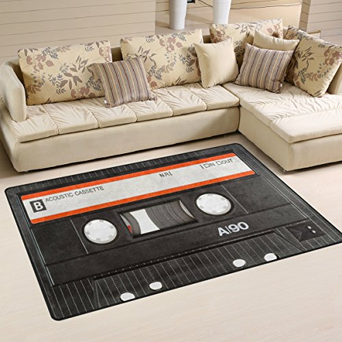 Use7 Old Cassette Tape Music Area Rug Rugs Non-Slip Floor Mat Doormats Living Room Bedroom 100 x 150 cm(3' x 5'ft)