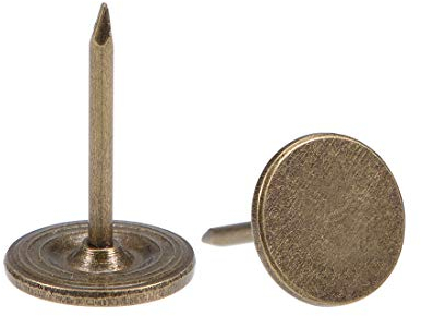 sourcing map 100 Stück Polsternägel, flacher Kopf 11mmx17mm Möbelnägel，Reißnägel für Möbel, Sofa Kopfteile Silber