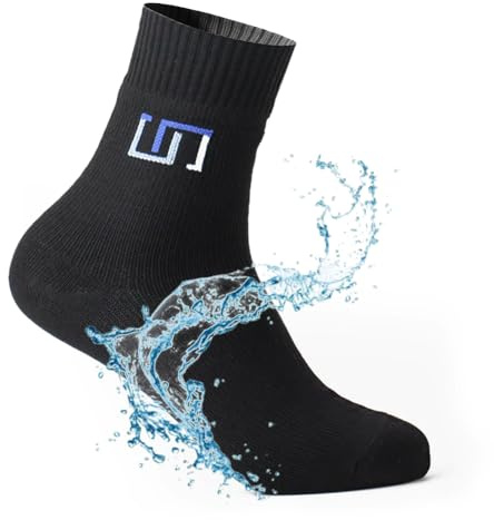 ABDEEZ Waterproof Socks for Men & Women Breathable, Ankle-Length,The Wudhu Socks for Hiking, Walking, Running, Skiing, & Outdoor Activities(Jet Black, Medium)