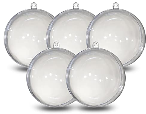 Acryl Kugel A661005 Acryl Ø 10 cm glasklar mit Öse zum Aufhängen 2 Teile, 5 Stück, Plexiglas Kugeln, Weihnachtskugel, Kunststoffkugel transparent, Kunststoff