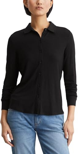 Marc OߴPolo Damen Jerseybluse mit Stretch-Anteil Spitzkragen, Schwarz (Black), XXL