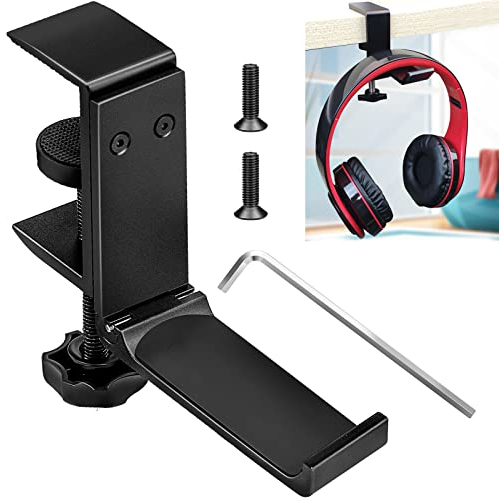 Porta Cascos Gaming Soporte para Auriculares Soporte Auriculares Ajustable para Auriculares Juegos, Auriculares Bluetooth, Auriculares con Cable E Inalámbricos, Escritorios de Computadora, Negro