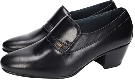 Moya 2012 Zapatos de Piel con tacón Cubano para Hombres, Color Negro, Modelo clásico Bonito y Elegante, Hechos en España Hombre Zapatos MOCASÍN Negro 43