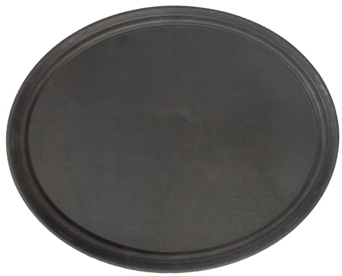 Argon Tableware Black Oval Serving Tray 73.5 x 60cm - Reusable Non Slip Rubberized Surface Platter for Food and Drinks - Durable Heat Resistant Stackable Tray for Bars, Restaurants and Home Use