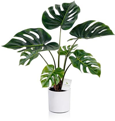 Leflos 68cm pianta artificiale Monstera Deliciosa per uso interno, albero tropicale Philo diviso in vaso bianco, deco per soggiorno, ufficio, festa e celebrazione