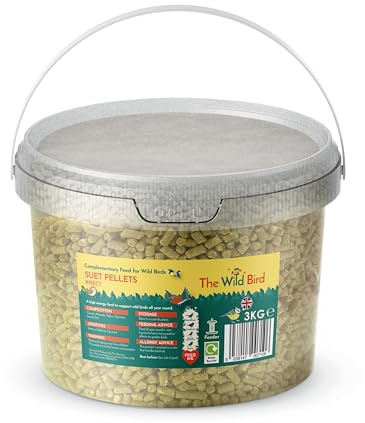 The Wild Bird Insect Flavoured Suet Pellets Bird Food 3kg - Food for All Seasons - Full of Nutrients - High in Energy and Protein