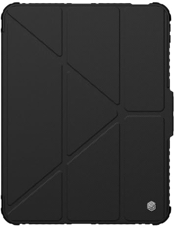 Nillkin Bumper Pro - Custodia in pelle PU progettata per Apple iPad Pro 13 2024, portapenne, copertura antiurto, stile pieghevole multiangolo/copertura per fotocamera posteriore, colore nero