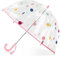 Kinder Regenschirm Kinder mit Kuppeldach Leichtes Niedliches Lustiges Design, Wind- und Regenschutzschirm,Stockschirm in Glockenform Transparent - Geschenke für Kinder (Rosa Punkt)
