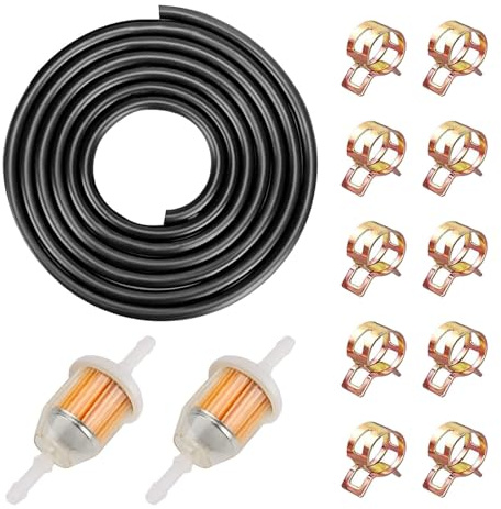 Bensinslangsats, bränsletyp: Ø 8 mm innerdiameter, längd 2 m, med 10 slangklämmor, 2 bensinfilter, för motorcyklar, bilar, gräsklippare, lastbilar
