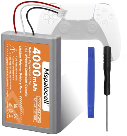 Mspalocell 4000mAh PS5 Batería Controlador para Sony PlayStation 5 Lip1708, PS5 Dual Sense Controller CFI-ZCT1J CFI-ZCT1W, Batería PS5 1 Piezas