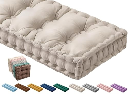 Terciopelo Cojines para Bancos de Terraza 80x40/110x50 Cojín de Banco de Jardin Cojín de Asiento Exterior Interior para Zapatero, Sofá, Patios, Sillas Largas, Columpios Muebles(Color1,80x40x10cm)
