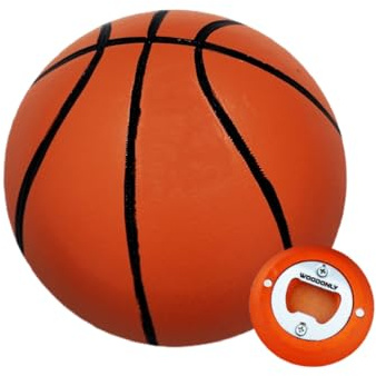 WOODONLY Apribottiglie in Legno a Forma di Palla con Magnete – Regali di Natale, Compleanno per Uomo, Padre, Marito, Fidanzato, Bar di Casa Accessori (Basket)