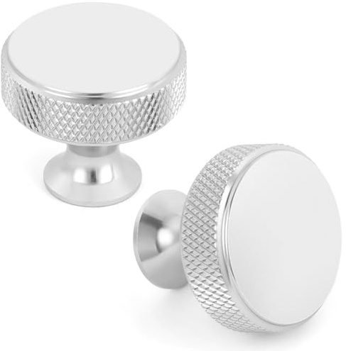 OSDUE 10 Pezzi Pomelli Argento per Cassetti,30.5mm Pomolo per Mobili Rotondo Pomelli per mobili in Alluminio Manopole Cassetti con Viti per Porte Cucina Armadietti Bagno