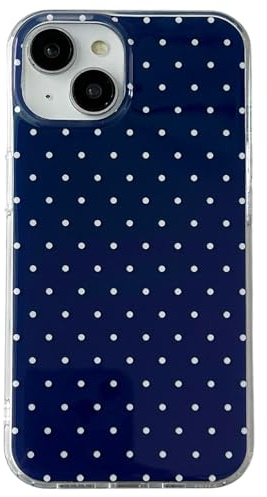 QLTYPRI for iPhone 14/iPhone 13 Case Cute Polka Dot Phone Case, Navy Blue