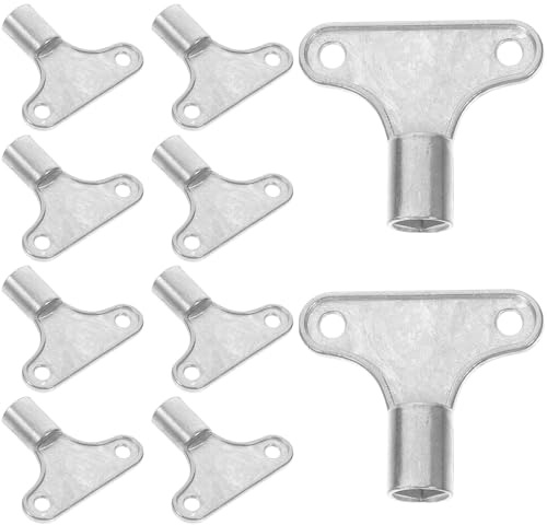 MALUGOGO 10 llaves de metal para válvula de purga de radiador de 5 x 5 mm, llaves cuadradas de fontanería para mantenimiento de válvulas de escape de calentador y herramientas de suministro de