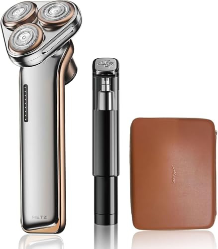 Skyworth Metz Sword Rasoio Elettrico Uomo, Rasatura Secco Umido Impermeabile IPX7, 15×3 Lame Autoaffilanti, Motore 7700 RPM, Ricarica Rapida 1.5h USB-C, Autonomia 60 min