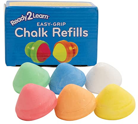 READY 2 LEARN Easy Grip Chalk Refills - 6 Colors - Ages 18m+ - Non-Toxic Toddler Sidewalk Chalk - Handles Sold Separately