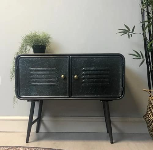 HomeWare Casadomu Industrial Metal Storage Grey Cabinet Sideboard 2 Doors Rustic Cupboard Unit New, H: 58cm W: 70cm D: 30cm