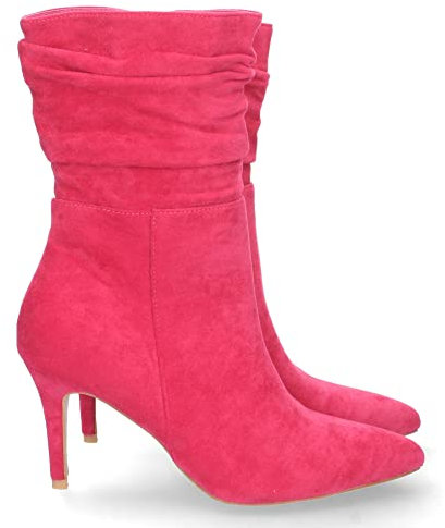 shoes&blues.es 69271-Botin de Tacon Fino para Mujer, Comodo, de Punta Fina, con Cana Arrugada, y Cierre de Cremallera, Otono Invierno 2022. Talla 37 Fucsia
